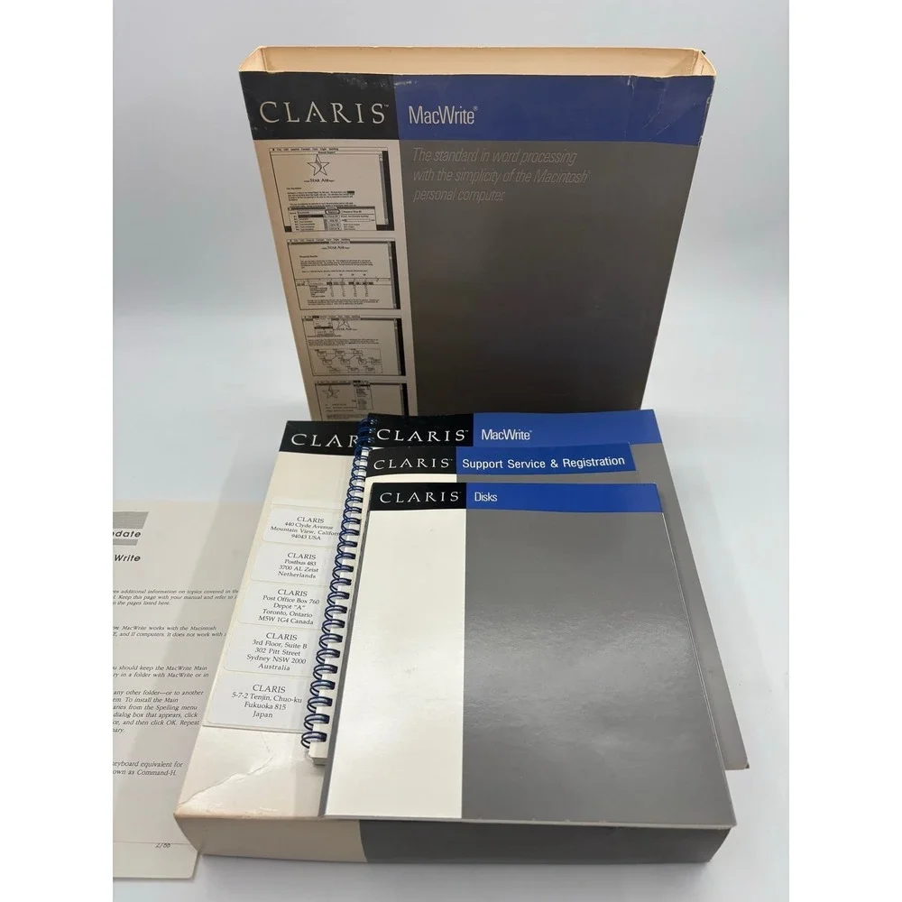 Claris MacWrite‎ 1988 Software with Disks, Manual, Registration Not Tested